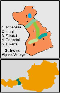District (Bezirk) Schwaz Map