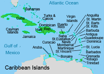 Dutch ABC Islands Map