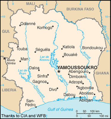 Ivory Coast (Côte d'Ivoire) Map