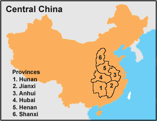 Central China Provinces Map