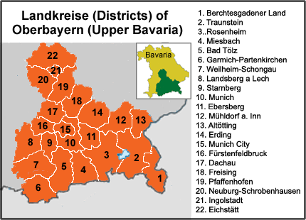 Upper Bavaria (Oberbayern) Map