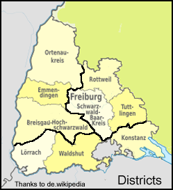 Freiburg Regierungsbezirk (County) Map
