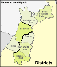 Karlsruhe Regierungsbezirk (County) Map