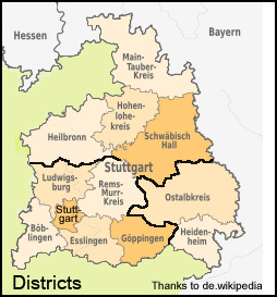 Stuttgart Regierungsbezirk (County) Map