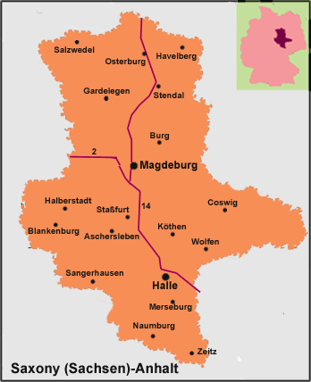 Saxonia (Sachsen)-Anhalt Map