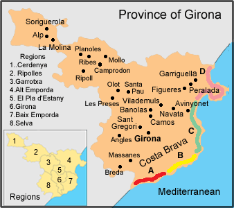 Girona  Province - Costa Brava Map