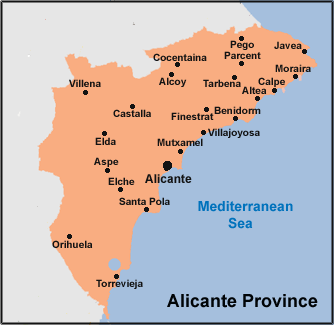 Alicante Province (Costa Blanca) Map