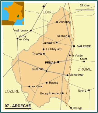 Ardèche (07)  Map