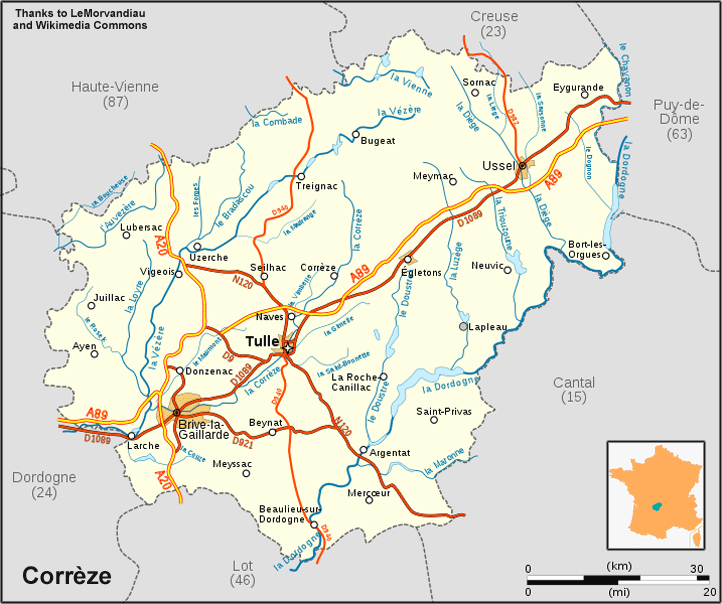 Corrèze (19) Map