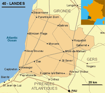 Landes (40) Map
