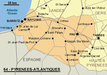 Pyrénées-Atlantique (64) Map