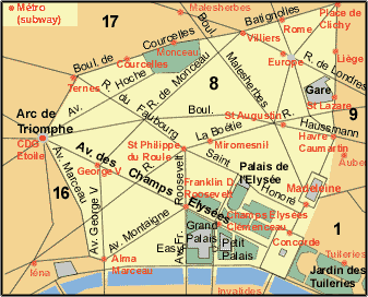  8th Arrondissement - Élysée Map
