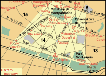 14th Arrondissement - Observatoire Map
