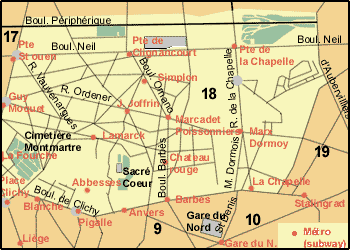 18th Arrondissement - Butte-Montmartre Map