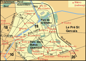 19th Arrondissement - Buttes-Chaumont Map