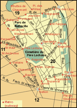 20th Arrondissement - Ménilmontant Map