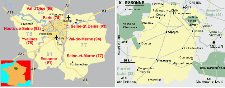 Paris (75) and le-de-France Map