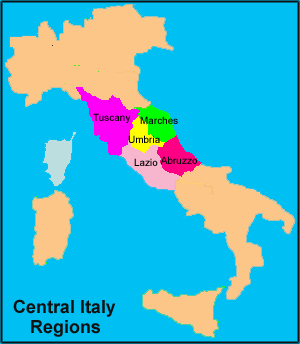 Regions of Central Italy Map