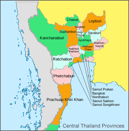 Central Thailand Map