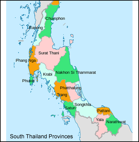 Southern Thailand Map