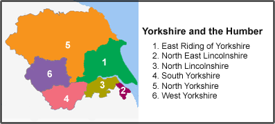 England - Yorkshire and the Humber Map