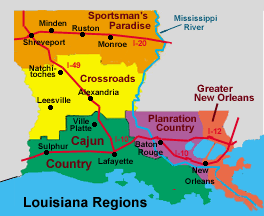 cajun louisiana country map orleans bayou region charles lake creole state down mississippi homes sp regions iberia who choose board