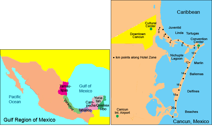 Gulf and Caribbean Coast Region Map